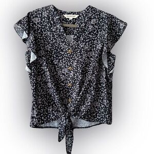 DAVI & DANI Navy Floral Blouse